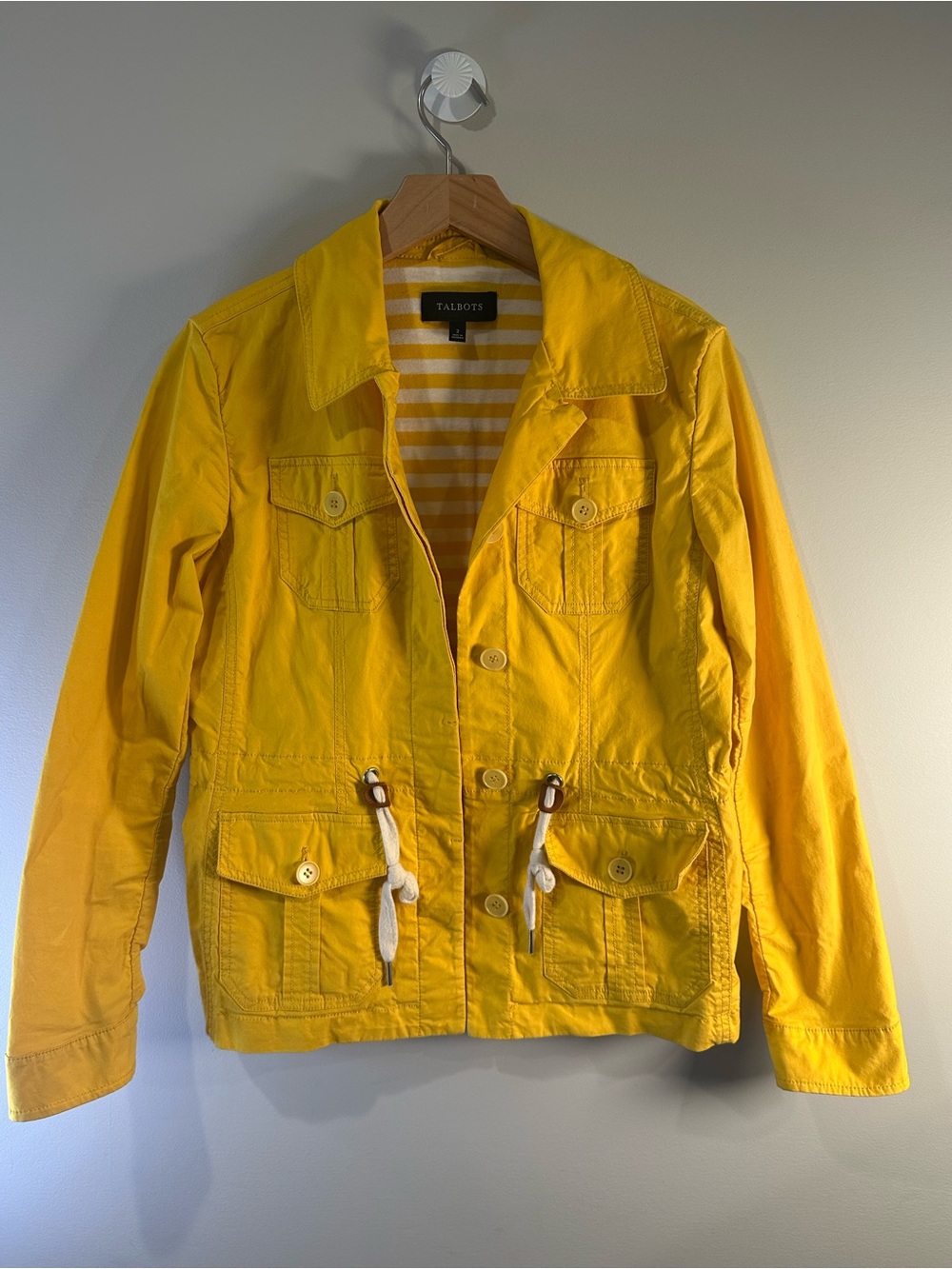 Talbots Nautical Yellow Drawstring Utility jacket Women's coastal cheerful